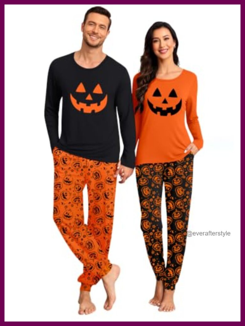Men's Halloween Couples Matching Pajama Set Long Sleeve Crew Neck Sleep Set